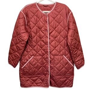 LL Bean Lightweight Quilted Chore Coat Women XL Rust Liner Jacket Barn Utility
